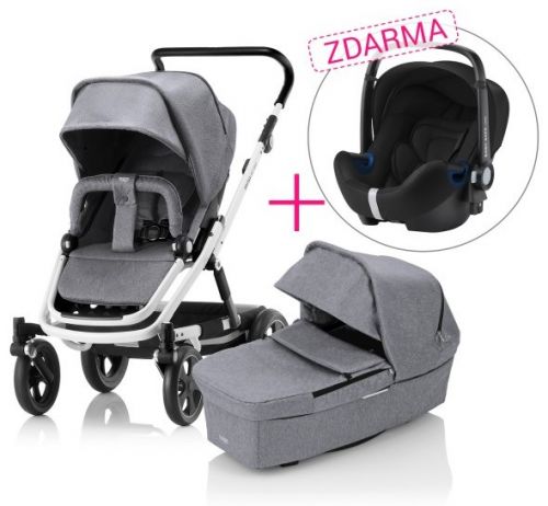 SET Kočárek Go Big 2 + hluboká korba + autosedačka Grey Melange/White