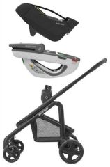 FOX 3 kompletní set - Black / Grey Melange + MAXI-COSI Coral 360 Essential Graphite + MAXI-COSI Fami