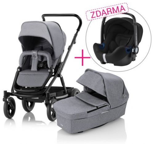 SET Kočárek Go Big 2 + hluboká korba + autosedačka Grey Melange/Black