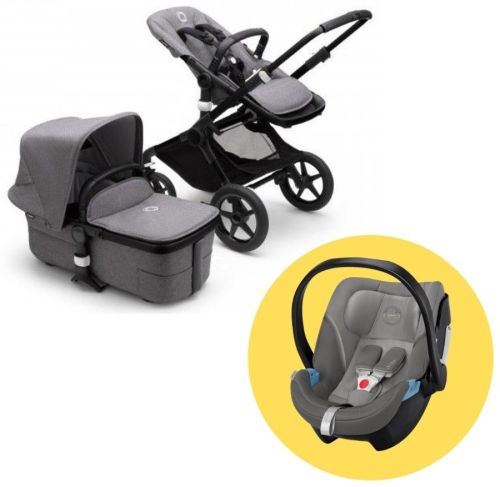 FOX 3 kompletní set - Black / Grey Melange + CYBEX Aton 5 Soho Grey ZDARMA