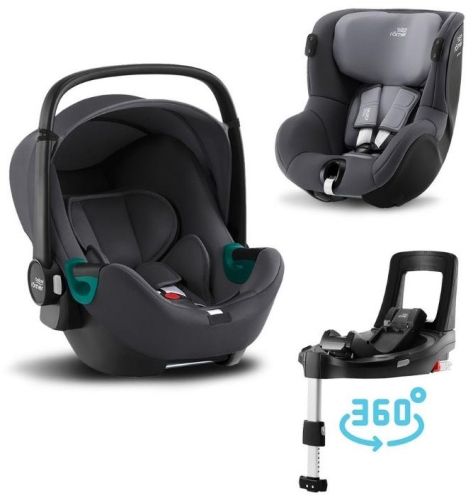 set autosedačka Baby-Safe 3 i-Size+Flex Base iSense+Autosedačka Dualfix 3 i-Size, Midnight Grey