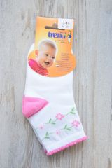 Ponožky bílé s kytičkami