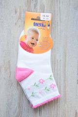 Ponožky bílé s kytičkami