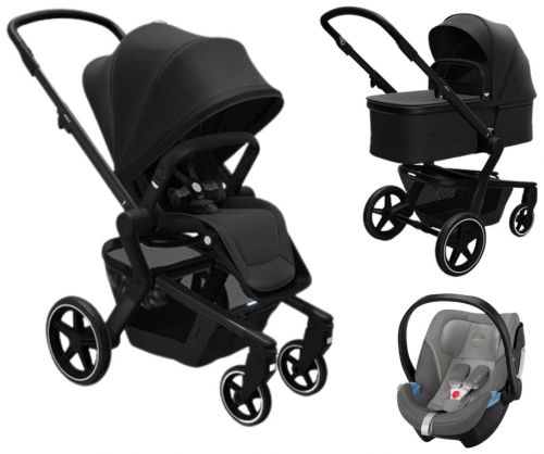 HUB+ Brilliant Black 2021 včetně korbičky + Cybex Aton 5 Soho Grey 2021