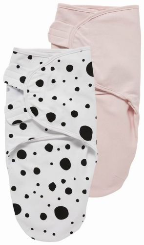 Zavinovačka 0-3 měsíce 2-balení Dots black / Uni light pink