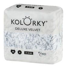 DELUXE VELVET - S (3-6 kg) - 25 ks - jednorázové eko plenky se sametovým povrchem