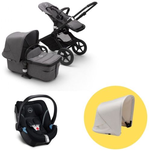 Limitovaný set FOX2 Black/Grey Melange + Cybex Aton Deep Black + Stříška ZDARMA