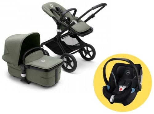 FOX 3 kompletní set - Black / Forest Green + Cybex Aton 5 Deep Black ZDARMA