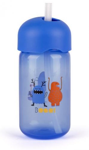 Lahvička s brčkem Booo 340 ml - Modrá