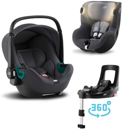 Set autosedačka Baby-Safe 3 i-Size+Flex Base iSense+Autosedačka Dualfix iSense, Midnight Grey