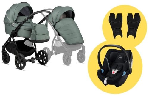 Fjordi 2022 2v1 Fern + Adaptéry + Cybex Aton 5 Deep Black