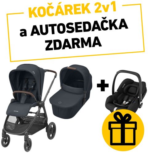 Maxi-Cosi Street+ kočárek 2v1 Essential Graphite + CabrioFix i-Size autosedačka