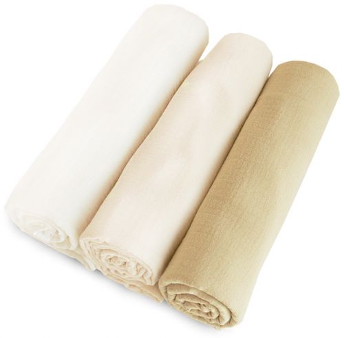Set 3 mušelínových plenek 80 × 80 - smetanová, natur, béžová