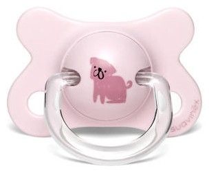 Šidítko fusion anatomické silikon -2-4 m - růžový pes