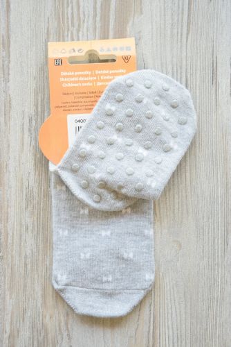 Ponožky protiskluzové šedé s mašličkami