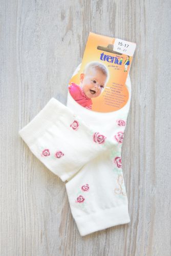 Ponožky krémové s růžičkami