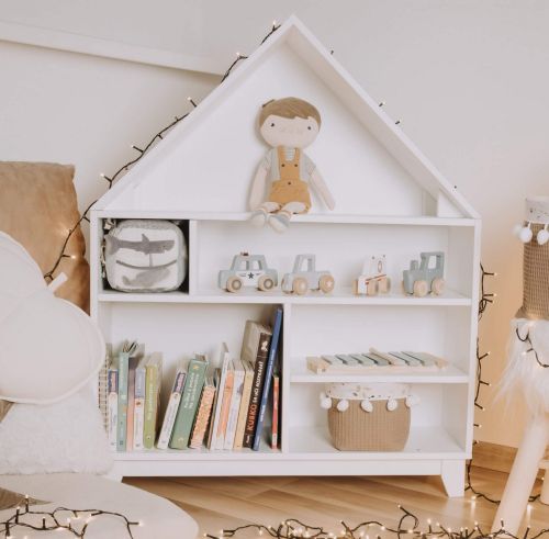 Montessori domečková police Woodle - bílá