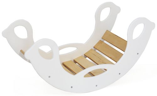 Dřevěná montessori houpačka SwingMe – bílá/přírodní dřevo