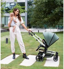 HUB+ Marvellous Green 2020 včetně korbičky + Cybex Aton 5 Soho Grey 2021