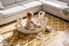 Dřevěná montessori houpačka SwingMe – bílá/přírodní dřevo