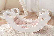 Dřevěná montessori houpačka SwingMe – bílá/přírodní dřevo