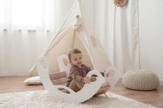Dřevěná montessori houpačka SwingMe – bílá/přírodní dřevo