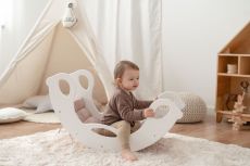 Dřevěná montessori houpačka SwingMe – bílá/přírodní dřevo