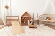 Dřevěná montessori houpačka SwingMe – bílá/přírodní dřevo
