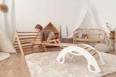 Dřevěná montessori houpačka SwingMe – bílá/přírodní dřevo