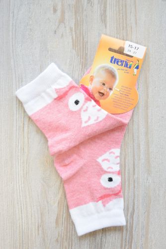 Ponožky růžové s bílou sovičkou