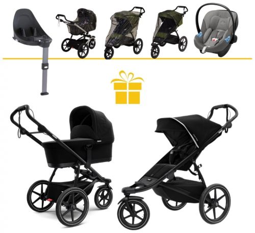 Urban Glide 2 Black + korbička +příslušenství + Cybex Aton M iSize + Cybex Base M