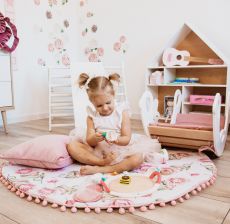Montessori domečková police Woodle - bílá/přírodní dřevo