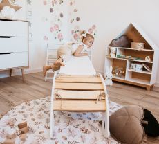Montessori domečková police Woodle - bílá/přírodní dřevo