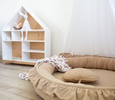 Montessori domečková police Woodle - bílá/přírodní dřevo