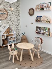 Montessori domečková police Woodle - bílá/přírodní dřevo