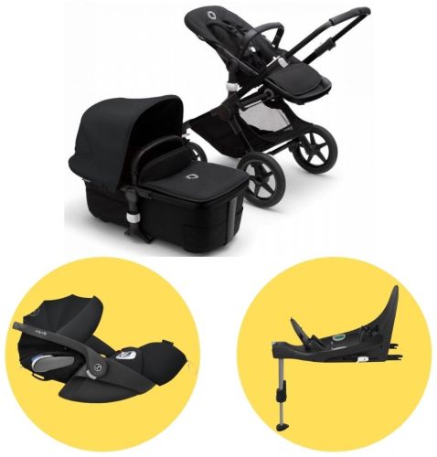 FOX 3 kompletní set - Black / Midnight Black + CYBEX Cloud Z i-Size Deep Black + CYBEX Base Z