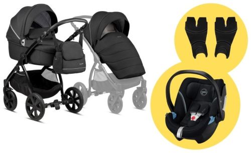 Fjordi 2022 2v1 Black + Adaptéry + Cybex Aton 5 Deep Black