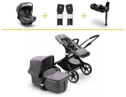 Fox 3 kompletní set GRAPHITE/GREY MELANGE-GREY MELANGE + autosedačka + základna + adaptéry na autose