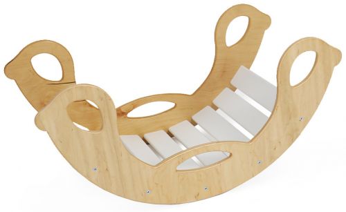 Dřevěná montessori houpačka SwingMe – přírodní dřevo/bílá