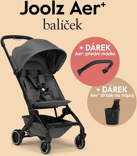 AER+ kočárek | Amazing anthracite l SADA madlo a držadlo na nápoj