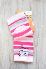 Ponožky růžové s proužky - smajlík