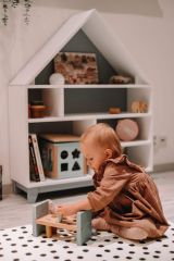 Montessori domečková police Woodle - bílá/šedá