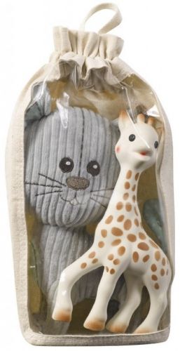 Set plyšová hračka kocour Lazare + žirafa Sophie