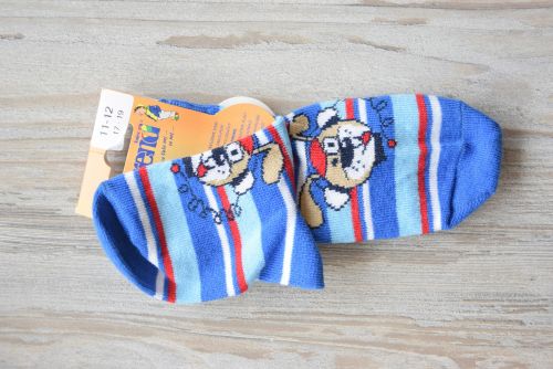 Ponožky modré s proužky - pejsek