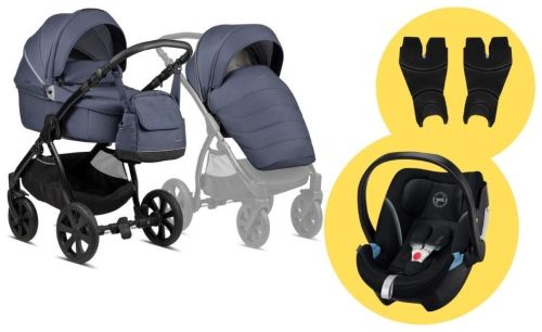 Fjordi 2022 2v1 Jeans Blue + Adaptéry + Cybex Aton 5 Deep Black