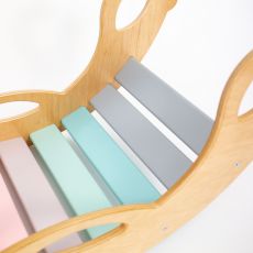 Dřevěná montessori houpačka SwingMe – přírodní dřevo/duha