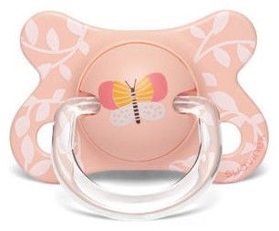 Šidítko fusion anatomické latex -2-4 m - oranžový motýl