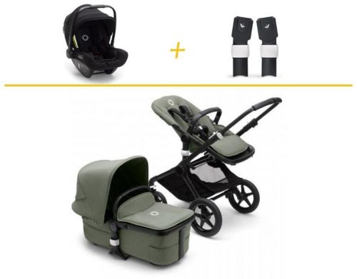 Fox 3 kompletní set BLACK/FOREST GREEN-FOREST GREEN + autosedačka + adaptéry na autosedačku