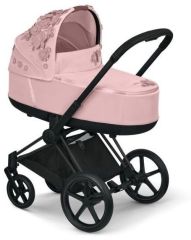 Kompletní set Priam Lux Carry Cot Simply Flowers Light Pink + Matt Black