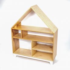 Montessori domečková police Woodle - přírodní dřevo/bílá
